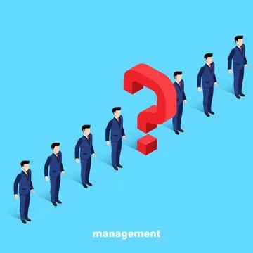 Managers in business suits on a blue background, isometric image Stock Illustration