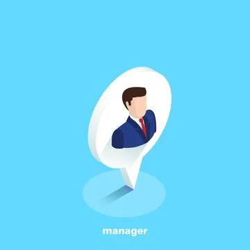 Managers in business suits on a blue background, isometric image Stock Illustration