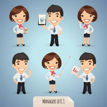Managers cartoon characters set Stock Illustration
