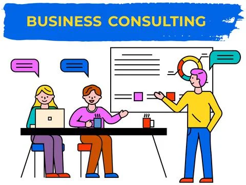Managers during meeting and teamwork in business consulting. Searching for new Stock Illustration