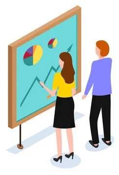 Managers Exploring Analytics Diagrams, Meeting Stockillustratie