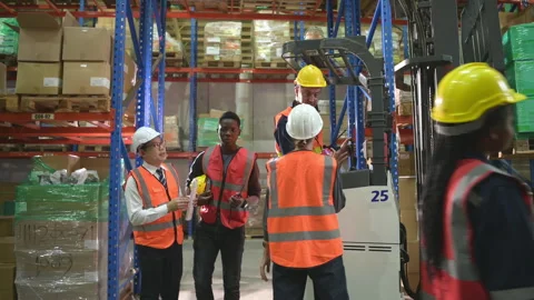 Managers, foremen and warehouse workers Stock Footage 255226110