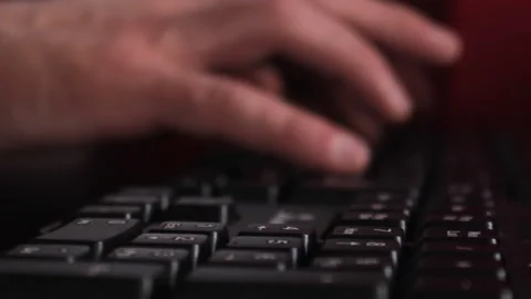Manager's hands on computer, he is typing, working for productivity, input data Video stock 205050597