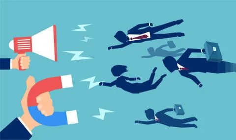 Managers hiring workers with magnet Stock Illustration