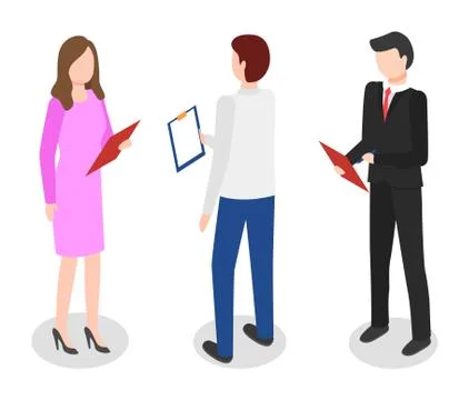 Managers on Meeting, People Work on Data Analysis Stock Illustration