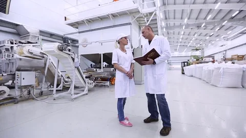 Managers of the pasta factory Stock Footage 71381119