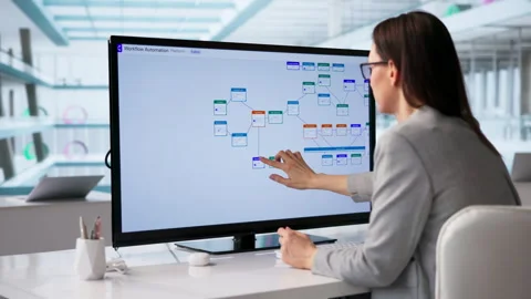 Managers Using Workflow Automation Software For Business Process Stock Footage 331522996