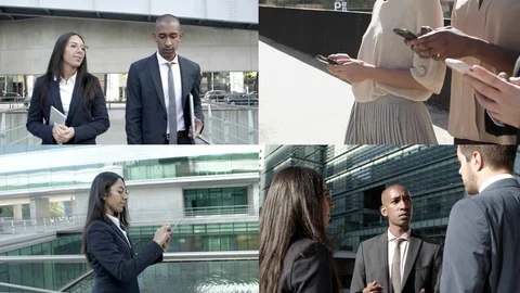 Managers walking outside, discussing project Stock Footage 130017133