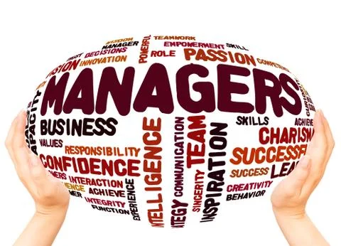 Managers word cloud hand sphere concept Stock Photos