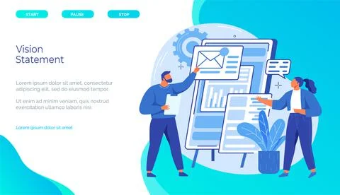 Managers work with statistics. Vision statement and scope document. Project main Stock Illustration