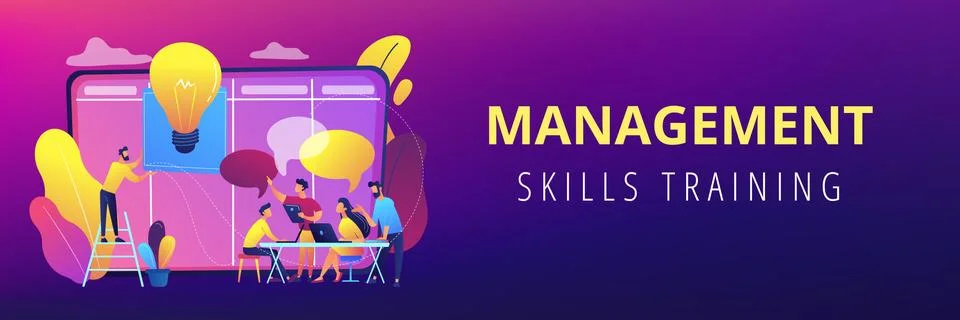 Managers workshop concept banner header. Stock Illustration