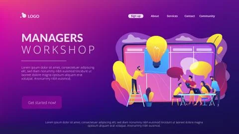 Managers workshop concept landing page. Stock Illustration