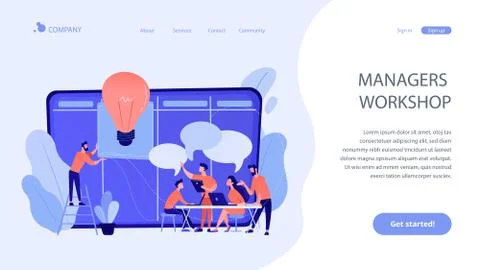 Managers workshop concept landing page. Stock Illustration