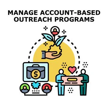 Managing account based outreach program marketing strategy 스톡 일러스트
