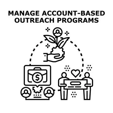 Managing account based outreach program marketing strategy Illustrazione stock