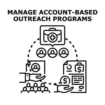 Managing account based outreach programs and client relationships Stock Illustration