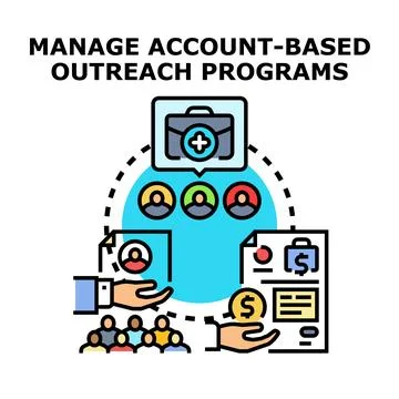 Managing account based outreach programs and client relationships 库存插图