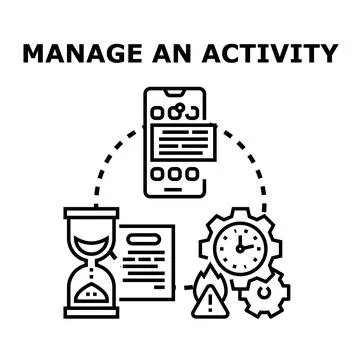 Managing activity and task workflow through mobile application Stock Illustration