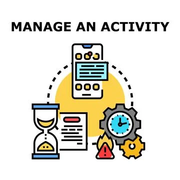 Managing activity and task workflow through mobile application Stock Illustration
