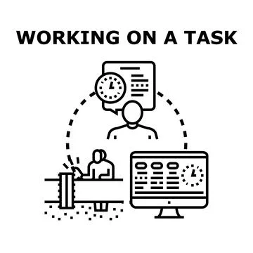 Managing and completing project tasks with time tracking Stock Illustration