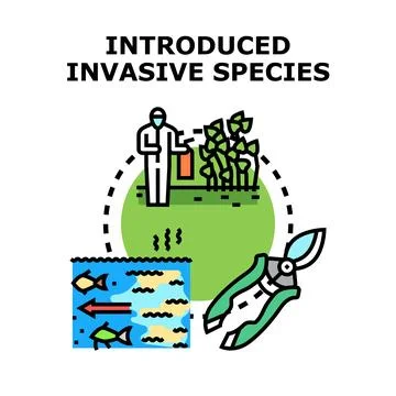 Managing and controlling introduced invasive species concept Stock Illustration
