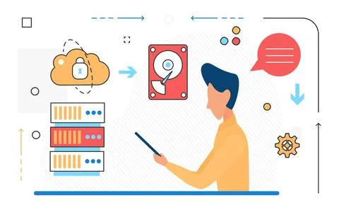 Managing and data storage server drive system device 스톡 일러스트