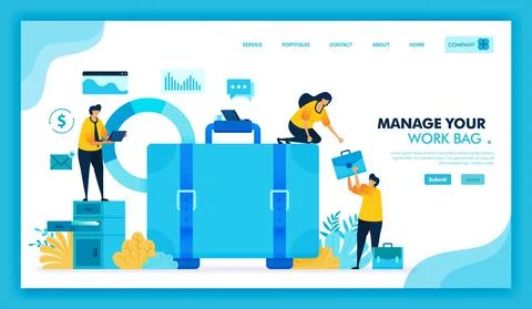 Managing and tidy up work briefcase, we hiring employees and job seeker, fres Stock Illustration