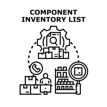 Managing and tracking components inventory list for business Stock Illustration
