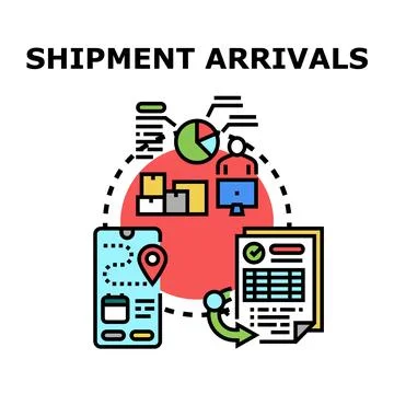 Managing and tracking shipment arrivals and logistics Stock Illustration