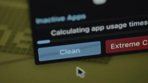 Managing app usage and performance, Clean button Stock Footage 327476698