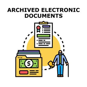 Managing archived electronic documents for future financial security Illustrazione stock