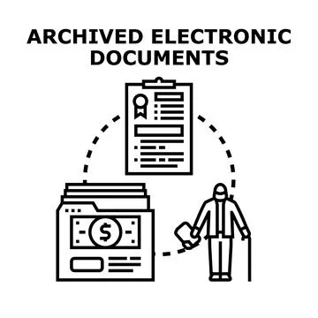 Managing archived electronic documents for future financial security Stockillustratie