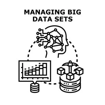 Managing big data sets concept vector illustration Stock Illustration