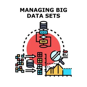 Managing big data sets processing and analysis Stock Illustration