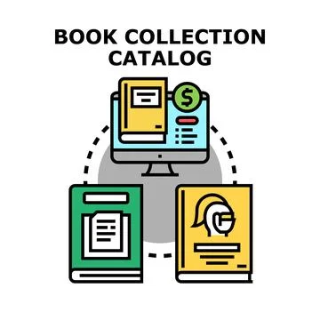 Managing book collection and digital catalog database Stock Illustration
