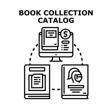 Managing book collection and digital catalog database Stock Illustration