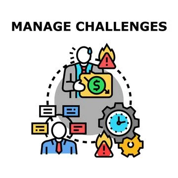 Managing business challenges and problem solving process Ilustração Stock