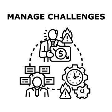 Managing business challenges and problem solving process Stock Illustration