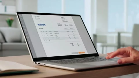 Managing Business Invoices With Software Technology Stock Footage 312125612