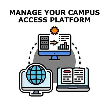 Managing campus access platform and digital learning technologies 库存插图