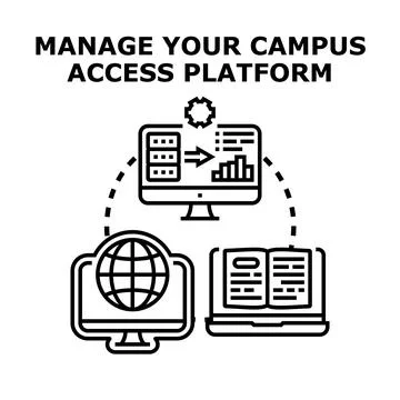Managing campus access platform and digital learning technologies Stock Illustration