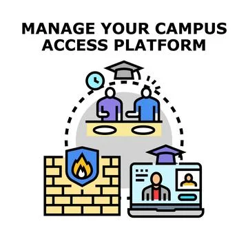 Managing campus access platform for online education security Ilustración de archivo