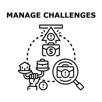Managing challenges and problem solving concept icon Stock Illustration