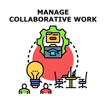 Managing collaborative work process developing new ideas イラスト素材