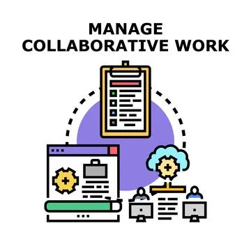 Managing collaborative work processes and team projects Ilustração Stock