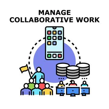 Managing collaborative work project with remote team and data イラスト素材