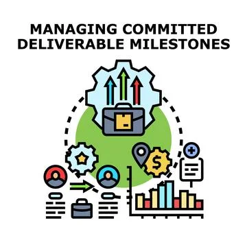 Managing committed deliverables and project milestones concept Stock Illustration