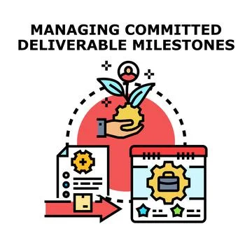Managing committed deliverables and project milestone planning Stock Illustration