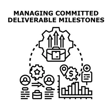 Managing committed deliverables and project milestones concept Stock Illustration