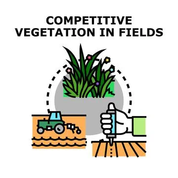 Managing competitive vegetation in agricultural fields Stock Illustration